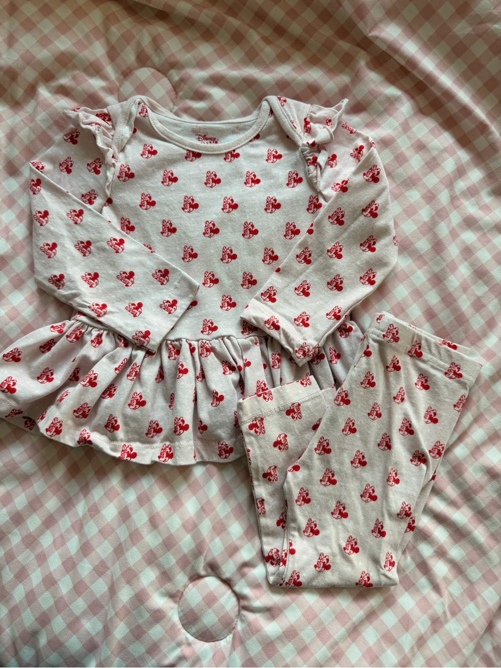 Disney Baby Pink & Red Minnie Mouse Two-Piece Top & Bottom Set